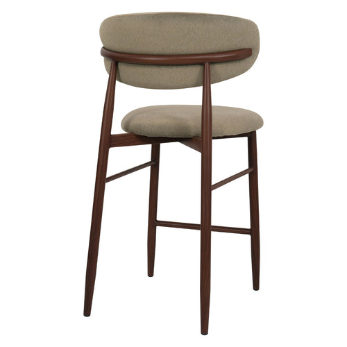 Giga Meubel Barstoel Alexia Taupe/Walnoot – Faux Fur – Zithoogte 65 cm - Set van 2