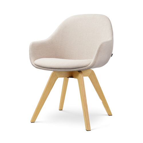 Nolon Noor-Mae draaibare eetkamerstoel beige - houten onderstel