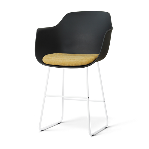 Nolon Nino-Liz barkruk zwart met warm oker zitkussen - wit onderstel - 65 cm