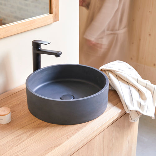 Tikamoon Ronde waskom in zwart terrazzo ∅ 39 cm - Zwart