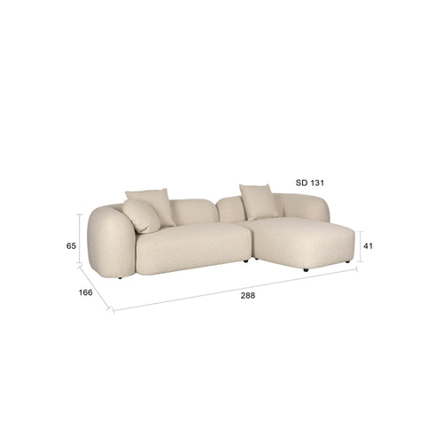 Housecraft Living Perry 3-Zitsbank Chaise Longue Rechts Beige