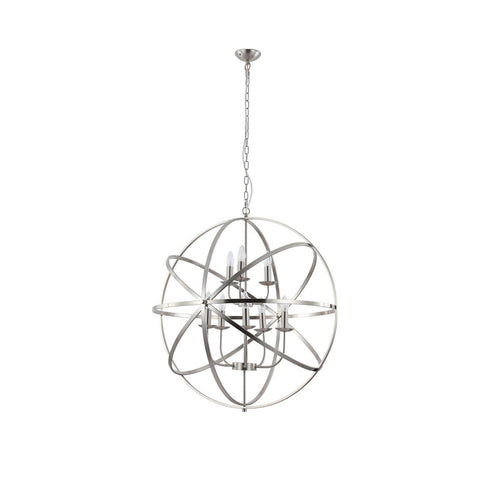 Searchlight Orbit 8-lichts bolvormige plafondhanger, satijnzilver metaal