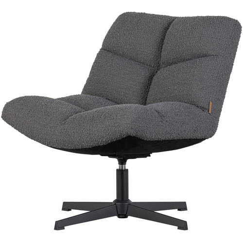 WOOOD draaibare fauteuil Vinny - Boucle - Antraciet - 80x75x75 - vtwonen shop