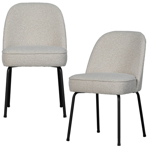 WOOOD eetkamerstoelen Vogue- Bouclé - Naturel - Set van 2