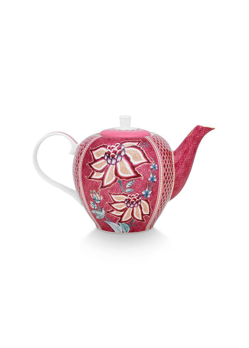 Pip Studio Flower Festival Theepot - Servies - Theekan - Donkerroze - 1.6l - vtwonen shop