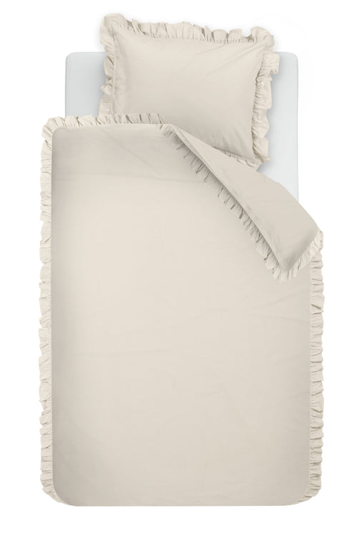 Ambiante Dekbedovertrek Uni Ruffle - 140 x 200/220 cm - Zand