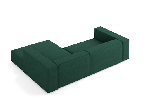 Cosmopolitan Design rechter hoekbank Arendal 3-zits, chenille met ribbeleffect, flessengroen - 166x224x70cm
