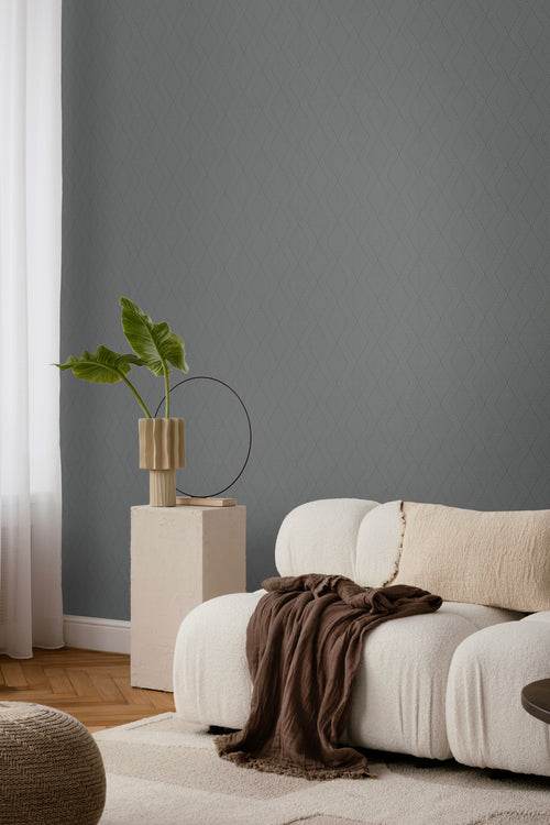 Borastapeter behang geometrische vormen donkergrijs - 53 cm x 10.05 m - 661000