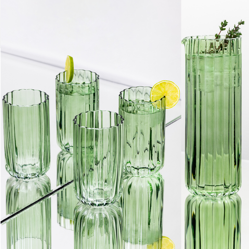 Brut Homeware | Set Gaia | Karaf + 4 Longdrink | groen