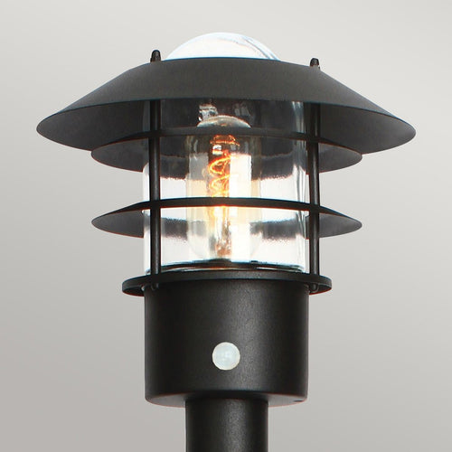 Pollerlaterne mit PIR Schwarz IP44