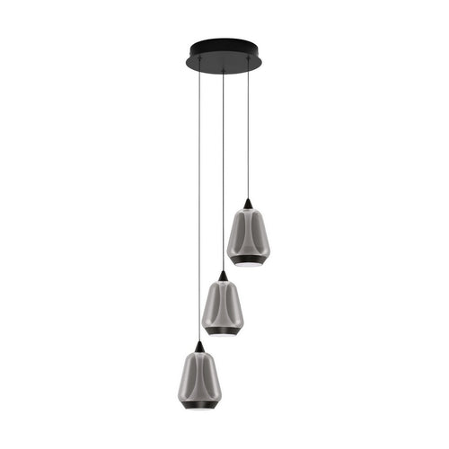Nova Luce ALISH Hanglamp met clusterdesign, matzwart, rookkleurig, Triac dimbare LED 24W 990lm 3000K
