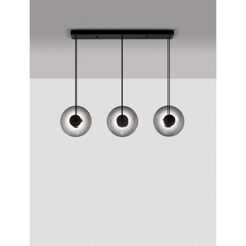 Nova Luce BALLET Hanglamp voor aan het plafond, model Bar, Sandy Black, Smokey Grey, Triac dimbare LED, 24W, 660lm, 3000K