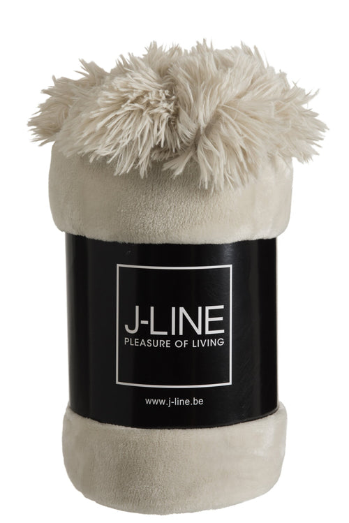 J-Line plaid Pompon - polyester - beige/menthe - 170 x 130 cm