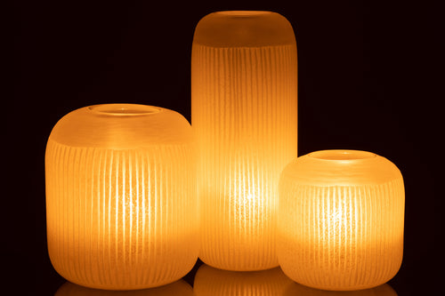 J-Line vaas Strepen - glas - lichtgeel - large - 34 cm hoog - vtwonen shop