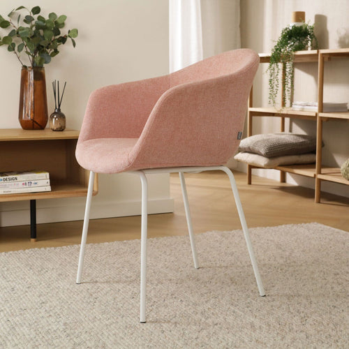 Nolon Nora-Otis Eetkamerstoel Zacht Roze - met Armleuning - Wit - vtwonen shop