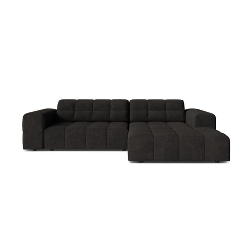 Cosmopolitan Design - Rechter hoekbank Chicago 3-zits, chenille antraciet - 167x234x78cm