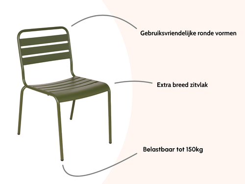 MaximaVida metalen tuinstoel Max XXL olijfgroen - doos per 2 stuks - vtwonen shop
