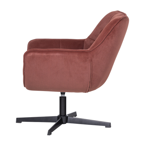 WOOOD draaifauteuil Wibo - Velvet - Mat Bruinrood - 94x71x83