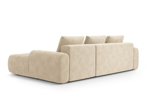 Cosmopolitan Design Converteerbare hoekbank rechts met opbergdoos Linz 3-zits, flueel lichtbeige - 142x275x84cm