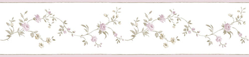 Sanders & Sanders behangrand bloemen licht roze, groen en wit - 500 x 13.25 cm - 640435 - vtwonen shop