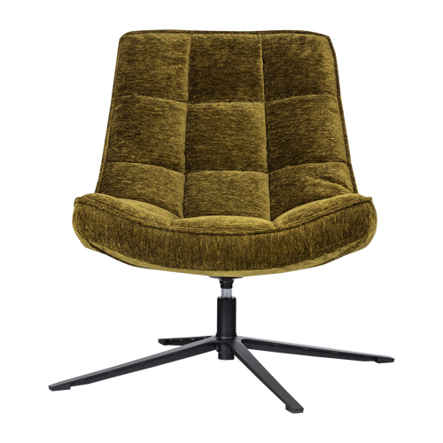 WOOOD draaifauteuil Maudi - Chenille - Groen - 84x74x86