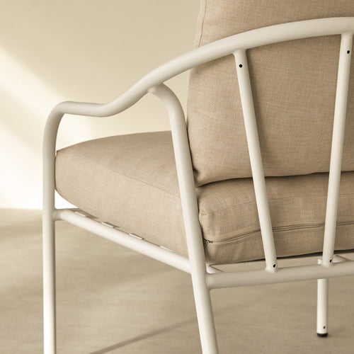 Tikamoon Tuinstoel van ecrukleurige stof en wit metaal - Beige