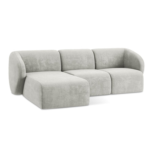 LaMiaSofa hoekbank links Cervo - chenille stof - lichtgrijs - 248x166x94