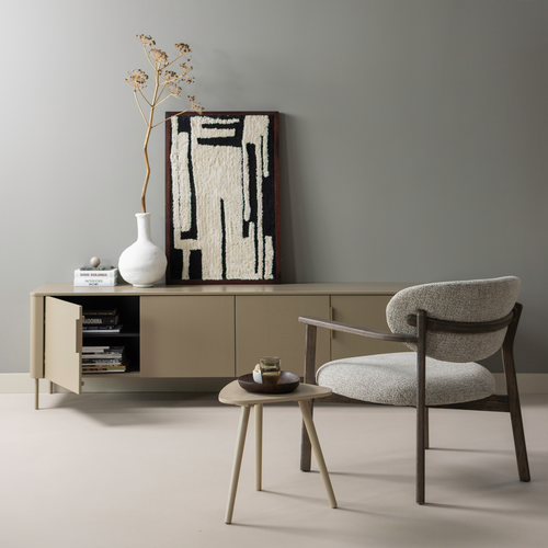 WOOOD fauteuil met houten frame Udar - Polyester - Donkerbruin - 76x68x75
