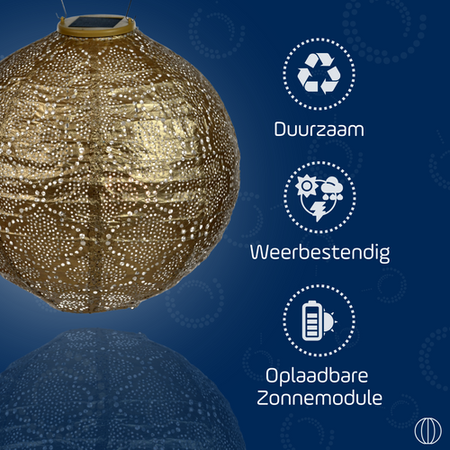 Lumiz solar lampion - bazaar rond - 30 cm - goud