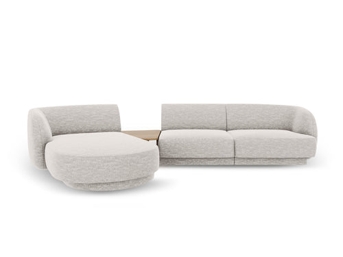 Micadoni linker modulaire bank Miley 3-zits, chenille, lichtgrijs - 178x303x70cm