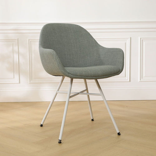 Nolon Noa-Mae Eetkamerstoel Saliegroen - Armleuning - Witte Poten - vtwonen shop