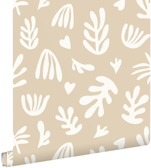 ESTAhome behang planten in Matisse stijl beige en wit - 50 x 900 cm - 131016 - vtwonen shop