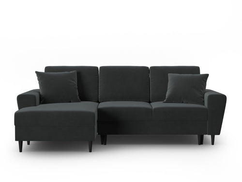 Cosmopolitan Design Uitklapbare hoekbank links met opbergdoos Kyoto 4-zits, flueel donkergrijs - 145x241x88cm