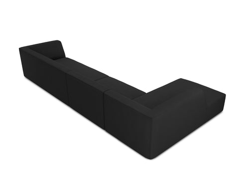 Micadoni linker hoekbank Ruby 5-zits, structurele stof, zwart - 180x366x69cm