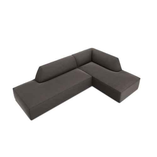 Cosmopolitan Design - Modulaire hoekbank rechts Siena 4-zits, flueel donkergrijs - 180x273x69cm
