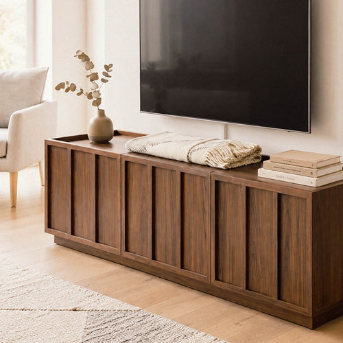 Calicosy - TV-meubel ABEL - Donker hout 140x40x45 cm