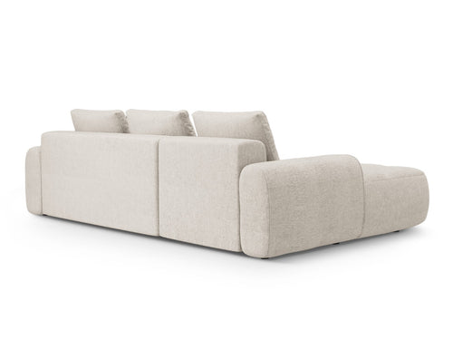 Cosmopolitan Design Uitklapbare hoekbank links met opbergdoos Linz 3-zits, structurele stof beige - 142x275x84cm