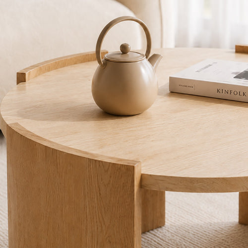 Calicosy - Ronde Salontafel IZIA - Travertijn look 80x80x35 cm