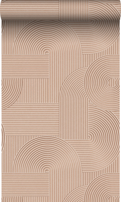 Origin Wallcoverings behang grafisch 3D motief terracotta roze - 53 cm x 10.05 m - 348017