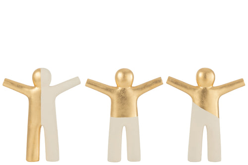 J-Line figuur P'tit Maurice Horen/Zien/Zwijgen - polyresin - creme/goud - 3 stuks