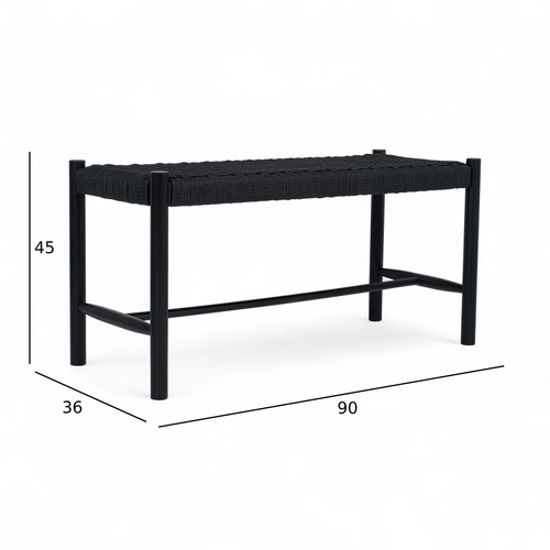 Furnhouse bankje Shine - Zwart - Papiergaren - 36x90x45