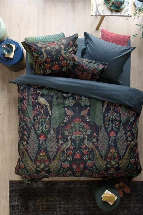 Pip Studio dekbedovertrek Pavoni - 200x200/220 cm - donker blauw