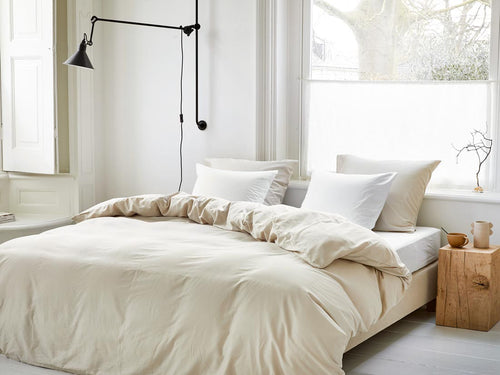 Yumeko dekbedovertrek katoen satijn sandy grey 140x220 + 1/60x70 - vtwonen shop