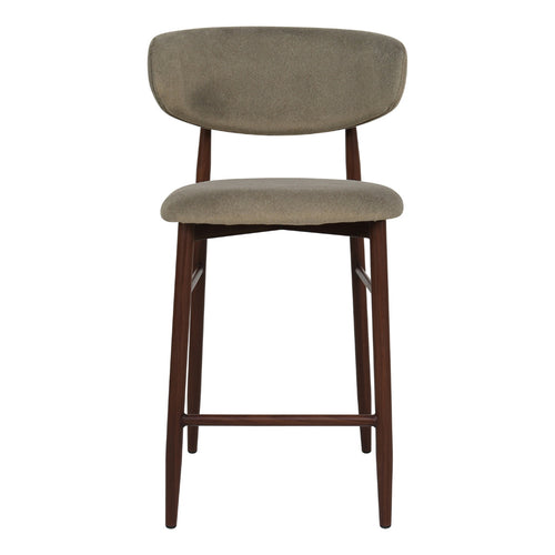 Giga Meubel Barstoel Alexia Taupe/Walnoot – Faux Fur – Zithoogte 65 cm - Set van 2