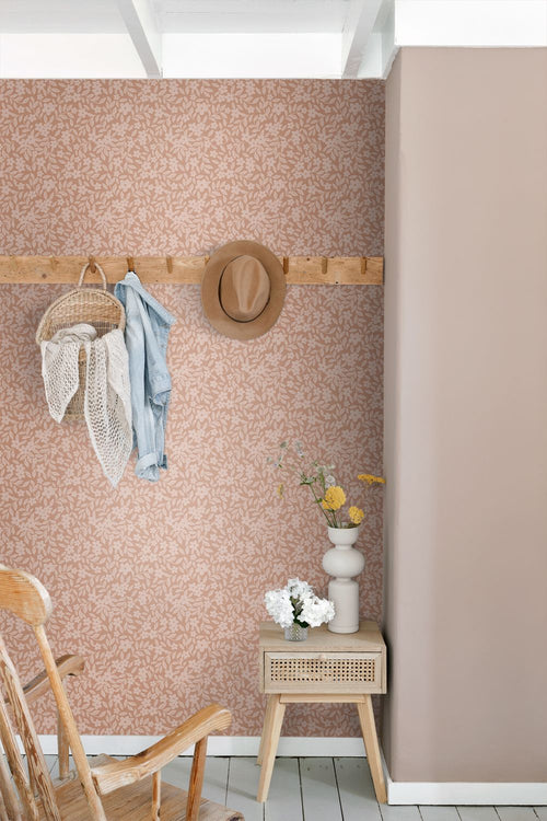 ESTAhome behang bloemetjes terracotta roze - 50 x 900 cm - 131445