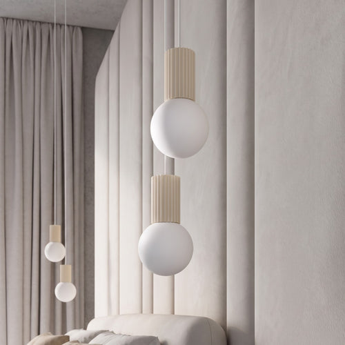 Sollux Lighting Hanglamp HALO 2P beige - 15x15x120cm