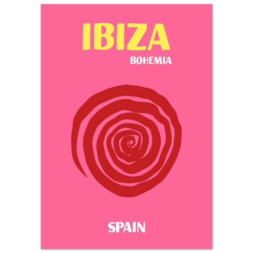 Artfulprints Poster met Lijst Spanje - Ibiza   - A4 21x29.7 cm - Roze