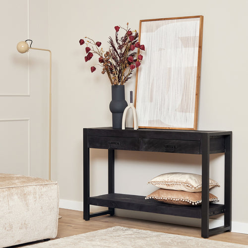 StarFurn Sidetable Boaz - Zwart Hout - 120x35x76cm