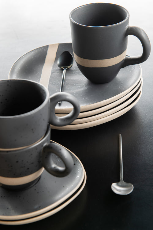 J-Line mok - keramiek - taupe/zwart - vtwonen shop