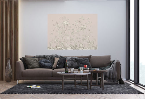 Sanders & Sanders poster bloemmotief beige - 110 x 155 cm - 601241